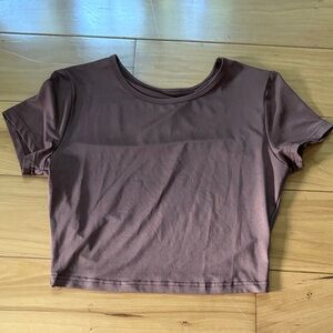 SHEIN Chocolate Brown Short Sleeve Crop Top